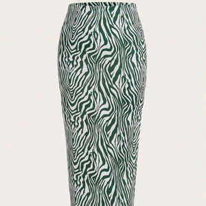 Coolane plus Size Zebra Pattern Printed High Waisted Skirt